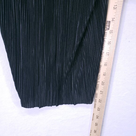 H & M Black Pleated Folds Satin Lightweight Relaxed Wide Leg Pants Size L - Picture 4 of 14